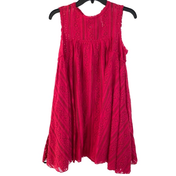 FREE PEOPLE Ruby Red Tu-Es-La Lace Mini Dress Size Extra Small - Picture 13 of 14